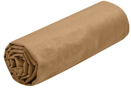 STOF Spannbettlaken, Größe 90 x 190 cm, große Spannhöhe 30 cm, 100% Baumwolle, Öko-Tex Zertifiziert, Farbe: Curry, Modell Eden, Bettwäsche für Zuhause, weich und bequem, für kuscheliges Nestchen