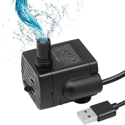 RUIZHI Mini Wasserpumpe USB-Betrieben 1-3W 200L/H Tauchpumpe für Katzenbrunnen, Aquarium, Teich, Mini-Fischbecken & Pflanzgefäße