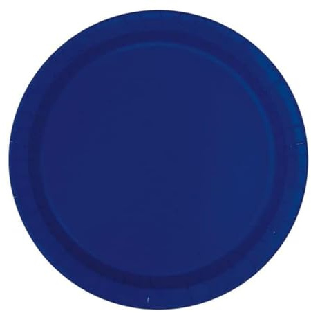 Unique 30949EU - Umweltfreundliche Pappteller – 23 cm – Farbe Marine Blau – 16 Stück (1 Packung)