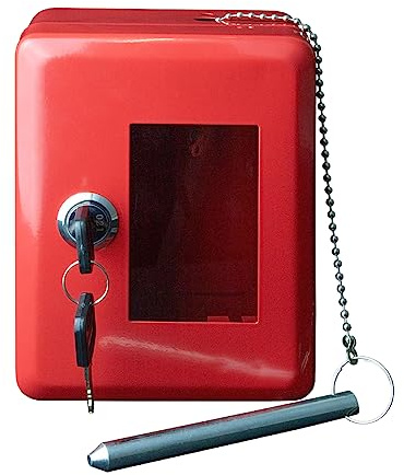 melina24 Notschlüsselbox mit auswechselbarer Glasscheibe, Stahlblechgehäuse rot lackiert, Schlüsselschrank für Eingang, Flur, Klein, Rot