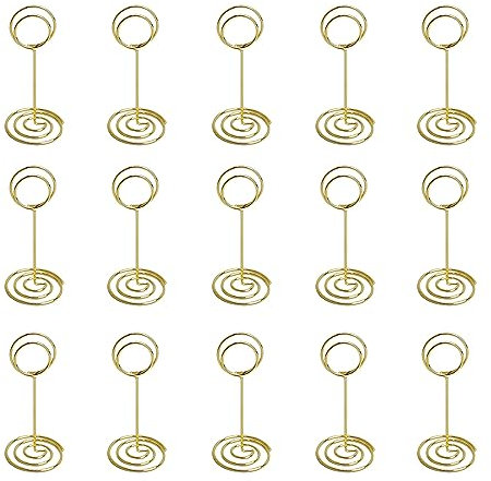 Tucireat 20 Stück Tischkarten Halter Metall Hochzeit Tischkartenhalter Fotohalter Tischkartenhalter Gold Namenseinstellung Ausstellungsstand Ständer Hochzeit Sitzetiketten