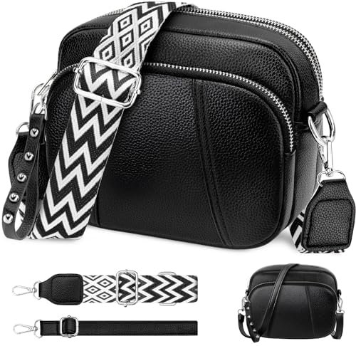 JUYANO Crossbody Bag Damen Handtasche Umhängetasche Leder, Kleine, mit Breitem Gurt, Stylisch, mit Kartenschlitz, Abnehmbar, Schultergurt
