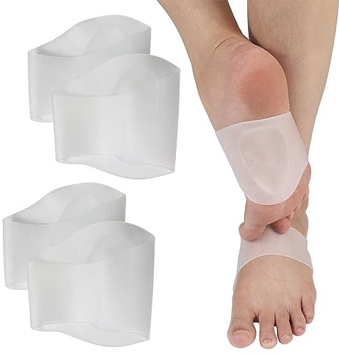 2 par gelbågsstödssulor, ortopediska innersulor i silikon, ortopediska fotsulor, platta fötter, fotvalvstöd, plantar fasciit, skobågstöd, gel, högklackade inlägg dyndynor för kvinnor och män (vit)