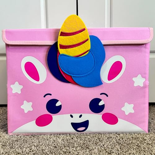 QUOKKA Baul Juguetes Infantil - Cesta Almacenaje Juguetero - Organizador Juguetes Infantil 40x30x25 cm - Unicorno Caja de Almacenamiento Tela para Niños - Plegable - Asas - Tapa Abatible