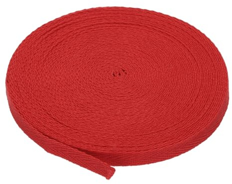 PATIKIL Baumwollband Baumwolle Gurtband 6mm x 9m, Schrägband Baumwoll Nahtband Köperband Saumband Einfassband Stoffband Webband zum Nähen für DIY Basteln Stricken Verpackungen, Rot