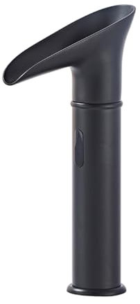XJTNLB Wasserhahn Bad Retro Waschtischarmatur Sensor Wasserfall Kaltwasserhahn Wasserhahn mit Sensor Batterie,Schwarz,Hoch