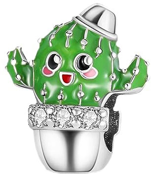 Rimgoris Breloque en argent 925 pour bracelets de femme Collier de breloques Cadeau de la St Patrick Plante en pot Cactus Dangle Charms