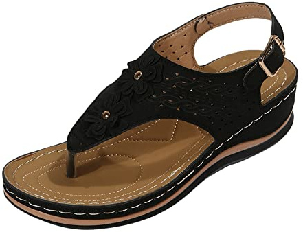 Wedge Sandals Women's Leather Sandals Orthopaedic Sandals Women's Hallux Sandals Vintage Platform Leather Sole Thick Sole Sandals Comfortable Summer Shoes Summer Women's Shoes / Outdoor Sandals /