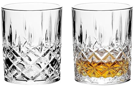 binsakao Whiskey Glasses Set of 2, 11.6 oz Whisky Glass, Crystal Old Fashioned Whisky Glass Set for Men, Thanksgiving Day, Father Day Gift, Whiskey Tumblers for Cocktails, 343 ml