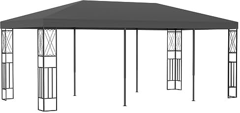 Homgoday Gazebo gazebo 3x6 m Antracite Tessuto, Tenda di Ricevimento Gazebo Gazebo Padiglione Esterno, Tenda per Campeggio, Festa, Barbecue