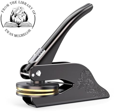 FolHaoth Personalisierter Prägestempel Personalisiert Book embosser Prägestempel mit Eigenem Logo Design Personalisierte Prägezange für Papier Buchstempel für Bibliothek Hochzeitseinladung Notarsiegel