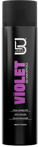 L3 VEL3 Shampoo Viola, Correttore di Tono, Anti-Yellow, Amplificatore Colore per Capelli Biondi, 280 ml