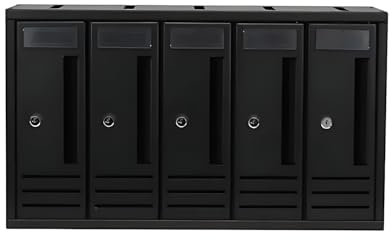 OWIJI Cassetta Postale Esterno Condominiale Antracite 5 Posti Scompartimenti Dimensioni 52 x 18 x 30 cm Frontale Interno Verticale Casa Ufficio