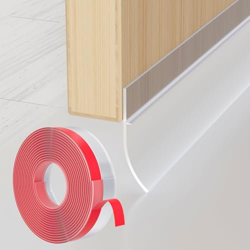 Draft Excluder Door Seal Strip 236 Inch/6M Seal and Save Tape Frame Draught Stopper Clear Silicone Self Adhesive Inserts Door Bottom Sweep Heat Cold Air Blocker Soundproof (Clear-35mm)