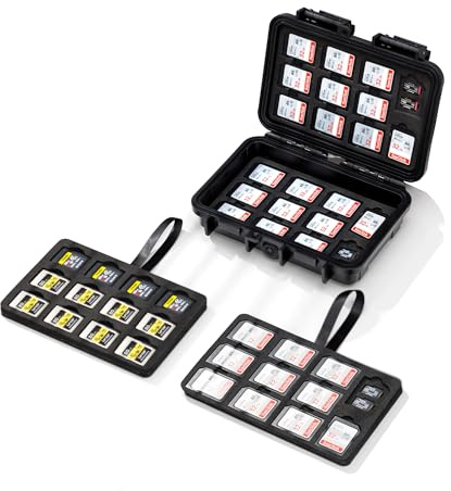 KIWIFOTOS Funda para tarjetas SD y Micro SD de 135 ranuras, IP67 resistente al agua con 4 capas para 33 tarjetas SD/SDHC/SDXC, 90 MicroSD y 12 tarjetas CFexpress tipo A, ideal para almacenamiento de