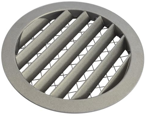Rejilla de Ventilación Exterior de Aluminio para Extractor de baño, Cocina, Garaje, Pared | Rejilla Redonda con mosquitera metálica, Color Resistente a Rayos UV (Sin Pintura, 150mm)