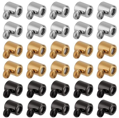 PH PandaHall Stainless Steel Tube Bails 36pcs 3 Colors Stopper Beads Loop Beads Tube Bails Beads with Silicone Inside Metal Slider Beads Colomn Spacer Beads for Jewelry Making Bracelet Necklace Ends