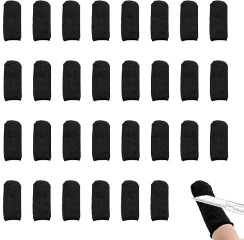 YUYUDEHM 30 PCS Finger Cots Cut Resistant Finger Guards Protectors Thumb Protector for Garden, Kitchen, Sculpture (Black)