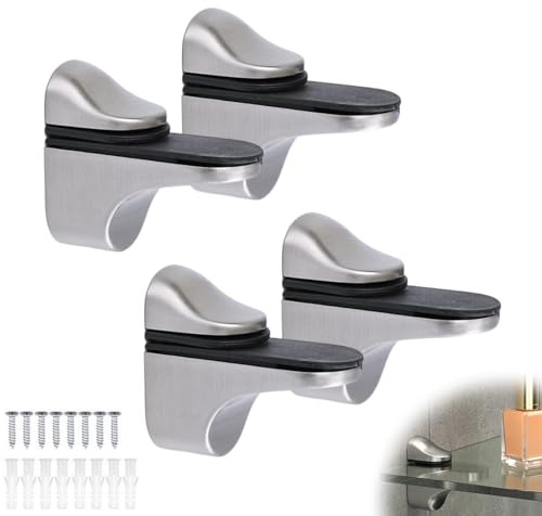 Verstellbare Chrom-Glas-Regalhalterungen, Edelstahl, Wandhalterung, schwebende Regalstützen für Badezimmer, Dusche, adaptiv, 3–21 mm Dicke, 4 Stück