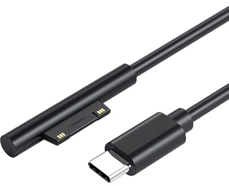 Ladeadapter Typ C 1,8m Kompatibel mit Microsoft Surface Ladekabel USB C Pro 3/4/5/6/7, Kompatibel Surface Laptop/Book 1/2, Surface Go 3, Unterstützung für 15V/3A PD-Schnellladung, Surface Zubehör