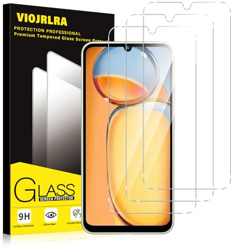 Viojrlra 3 Piezas Protector de Pantalla para Xiaomi Redmi 13C 5G/4G, Cristal Templado HD 9H Dureza, Anti-arañazos Antihuellas Sin Burbujas Transparente Vidrio Película