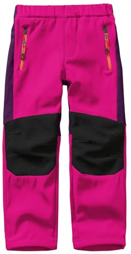yeyity Kinder Skihose Cargo-Hose Softshellhose Jungen Mädchen Wanderhose Winter Outdoor Warm Gefüttert Wasserdicht Winddicht Schneehose(16010,Rose-New,L)