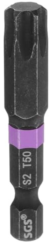 sourcing map Embouts de tournevis à impact T50 Torx 6,35 mm Tige hexagonale 50 mm de long magnétique sans trou inviolable 6 points en acier phosphate S2 Outils électriques