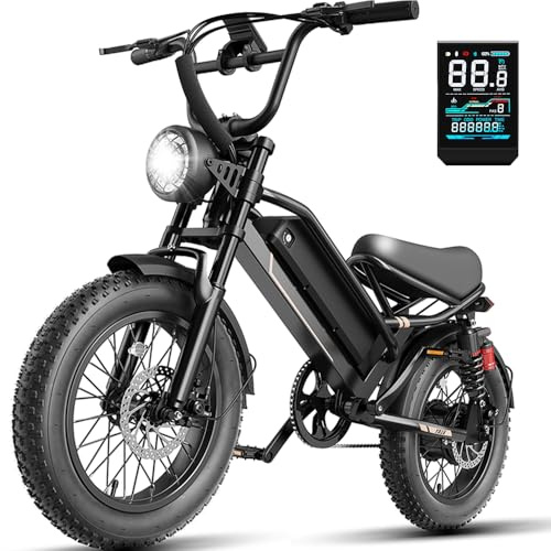 Electric Bike for Adults, Ebike 2000W/1500W Peak Motor, E Bike 32/28MPH Top Speed, Up to 55-80 Miles Range, 20/16 Fat Tire, 48V Removable Battery, All Terrain Electric Dirt Bike (1500W+Lock)
