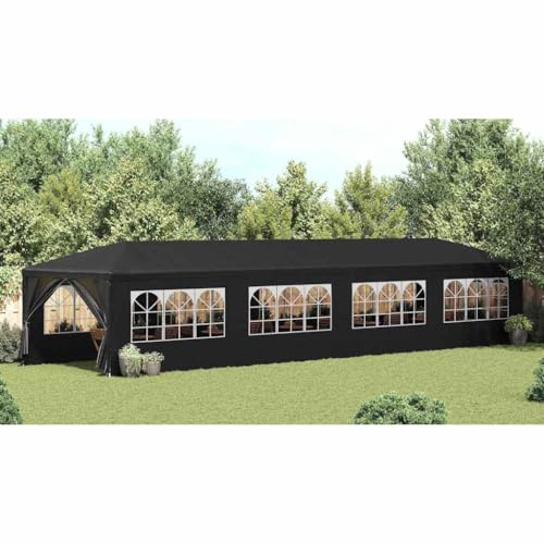 Partyzelt 3x12m Anthrazit, UV-beständiges wasserdichtes PE-Gewebe, robuster Stahlrahmen, Festzelt mit Seitenwänden, ideal für Garten, Terrassenüberdachung