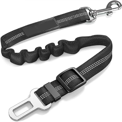 Samok® Hundegurt fürs Auto – Verstellbarer Hundesicherheitsgurt (50–80 cm), Elastische Ruckdämpfung, Starker Karabiner & Nylon-Gurt, Sicherheitsgeschirr für Hunde & Katzen – Universal passend