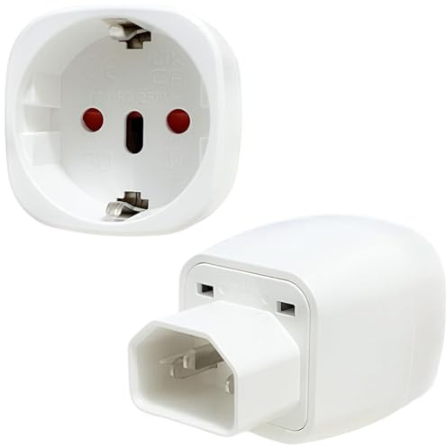 2 Stück EU auf C14 Stecker, Kaltgerätestecker, C14 auf CEE7, 250V/10A CEE Schuko Adapter, IEC C14 Stecker Geeignet für Rechenzentren, PDU-Einheiten, Kleine Server, Netzwerkgeräte und USV
