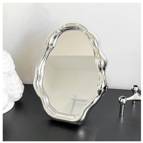 Hrlace Schminkspiegel Tischspiegel mit Wolkenform für Make-up Kosmetik | Unregelmäßiger Spiegel Schreibtischspiegel für Schminktisch, Schlafzimmer, Wohnzimmer und Badezimmer, passend für Zuhause