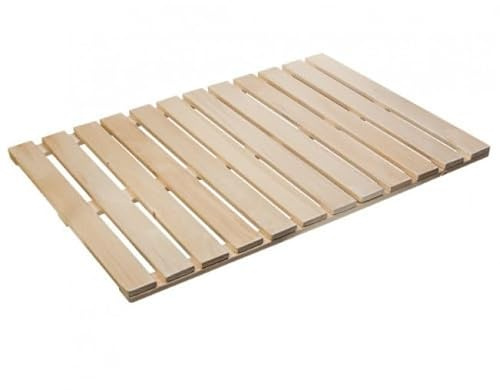 Sauna Holzrost aus Esche 50x80 cm – Heller Saunasteg/Badvorleger, rutscharm & robust, Duschrost Holz für Sauna, Bad & Wellness 1 Stk