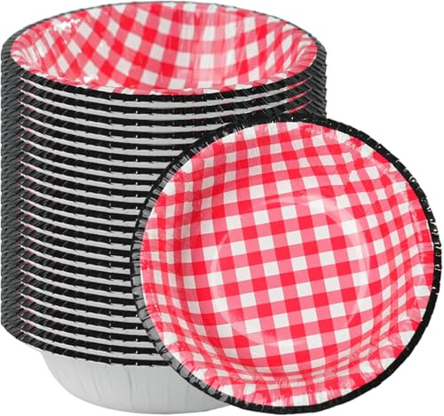 Suppenschalen Einweg 240 ml, 50 Stück, rosa Karomuster, extra dick | Auslaufsicher, schnittfest und mikrowellengeeignet. Ideal für Suppe, Müsli, Desserts, Snacks und kleine Mahlzeiten