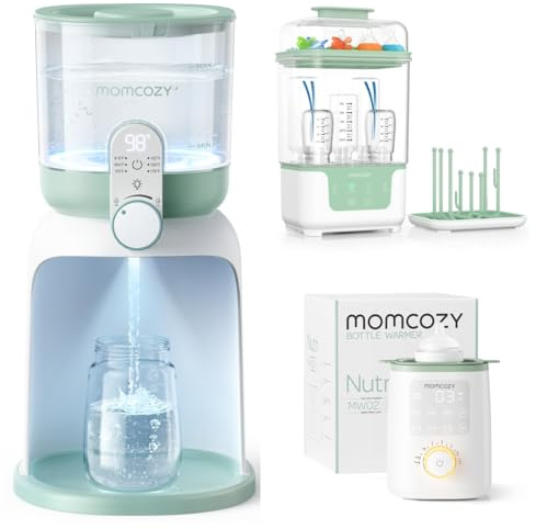 Momcozy Flaschenzubereiter Baby mit Dual-Licht & Elektrischer Dampfsterilisator & Trockner für Babyflaschen & Nutri-Flaschenwärmer Baby mit präziser Temperaturkontrolle