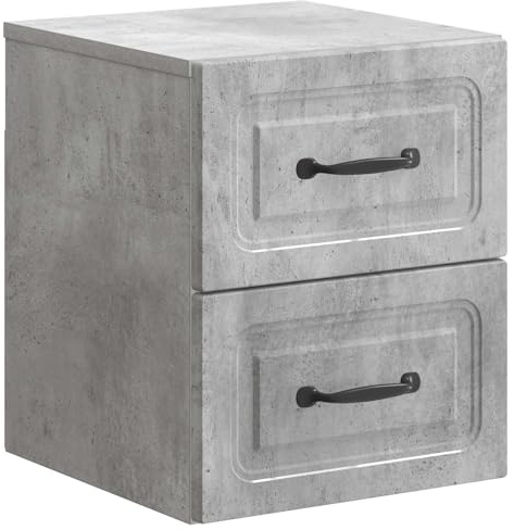 Générique Comodino da parete grigio cemento 34,5 x 33 x 40 cm, tavolo da notte design moderno con ripostiglio, mobile sospeso in legno di ingegneria con ante scorrevoli per camera da letto, soggiorno