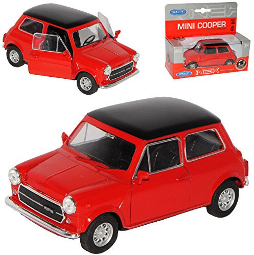 Welly Mini Cooper Ur Modell Rot mit Schwarzem Dach 1959-2000 ca 1/43 1/36-1/46 Modell Auto