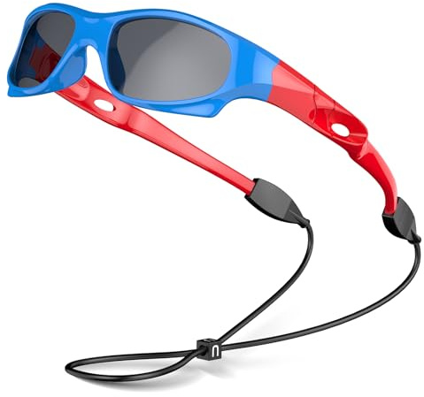 VATTER Kids Polarized Sunglasses UV400 Protection for Boys Girls Shatterproof Lightweight Baseball Sports Glasses for Outdoor 816 blue red