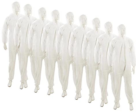 Dapetz ® 20 Pack Disposable Coverall Protective Suits Overall Suits with Hood Large 180cm 70, Elastic Cuffs, Ankles, and Hood, Zip Front Opening for Painting, Cleaning, Safety Workwear, Men, Women
