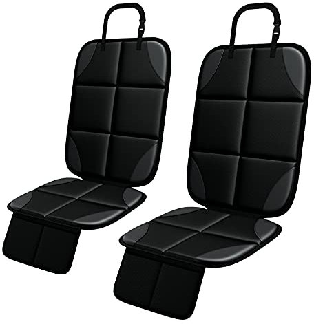 MHO+ALL Kindersitzunterlage, 2 Stück ISOfix Geeigneter Sitzschoner Auto Kindersitz für Textil- und Ledersitze, mit dickster Polsterung und Netztaschen, Leicht zu Reinigen und Rutschfestem