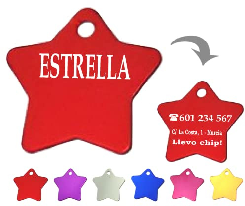 Ibera gifts Hundemarke mit Gravur - Personalisierte Hundemarke in Sternform für kleine und mittelgroße Haustiere - Hundemarke personalisiert aus Aluminium