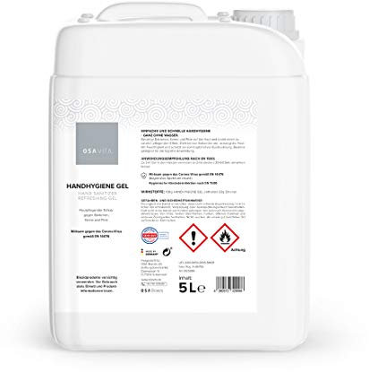 OSAVITA® Handhygiene Gel, Desinfektionsgel für Spendersysteme, schützt und pflegt - begrenzt viruzid (5 Liter)