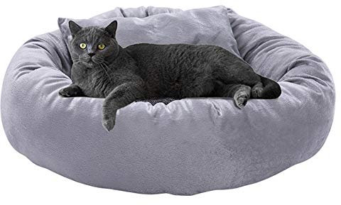 GUOCU Weiches Und Kuscheliges Hundebett Haustierbett Kuschelkissen Katzensofa Hundehöhle Katzenbett Für Kleine, Mittelgroße Haustiere Form Katzenliege Katzenkissen Welpenbett,Grau,S:45cm