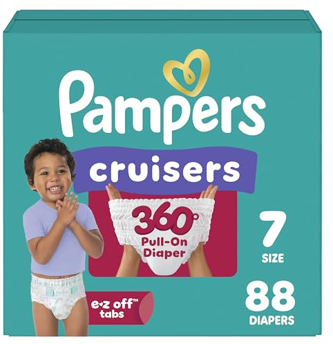 Pampers Diapers - Cruisers 360 - Size 7, 88 Count, Babyproof up to 100% Leakproof Pull-On Diaper
