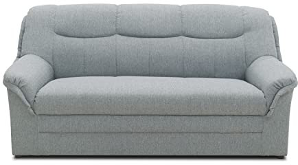 DOMO. collection Sofa Berlin, klassisches 3er Sofa, Polstergarnitur mit hochwertigem Federkern, 3 Sitzer 178 x 90 x 89 cm (BxTxH), Silber