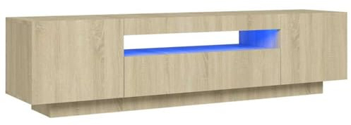 vidaXL TV Schrank mit LED-Leuchten Lowboard Sideboard Fernsehschrank Fernsehtisch TV Möbel Tisch Board HiFi-Schrank Sonoma-Eiche 160x35x40cm