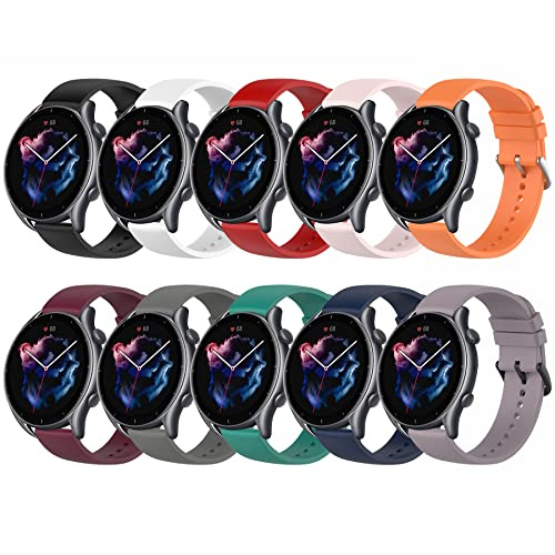 10-teiliges Armband Kompatible mit Amazfit Active Max, Bip Max, Balance 3 | für 22 mm Breites Ersatzarmband, Balance/Balance2/Balance Ultra, Cheetah 2 Ultra, GTR 4/3/3PRO, Silikonarmband