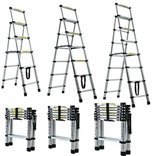 6/7 Step Ladder, Folding Portable Stepladder Heavy Duty Lightweight Aluminium 150kg/330lbs Max. Loading