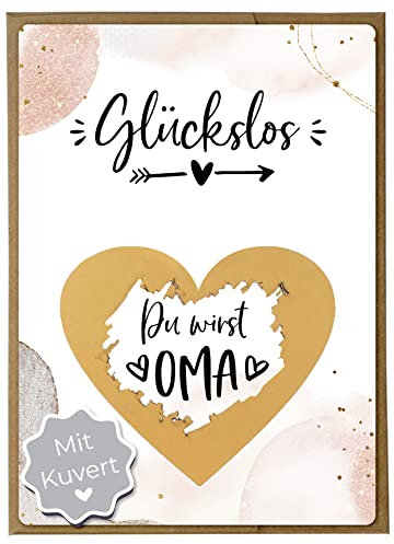 Joli Coon Rubbelkarte Du wirst Oma mit Kuvert - Schwangerschaft verkünden Oma mit Rubbelkarten