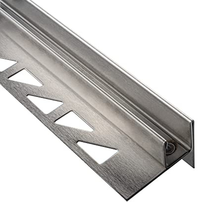 Glashalter- Duschprofil, Keil- Gefälle-Profil begehbare Dusche H19 G13 Rechts 200cm gebürstet